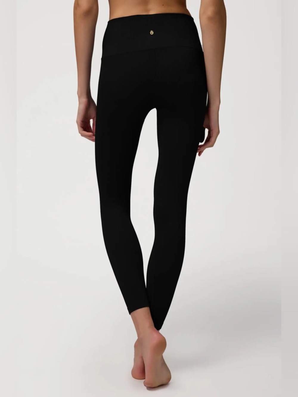 Spiritual Gangster Black Leggings Ribbed Side Panel Size Small